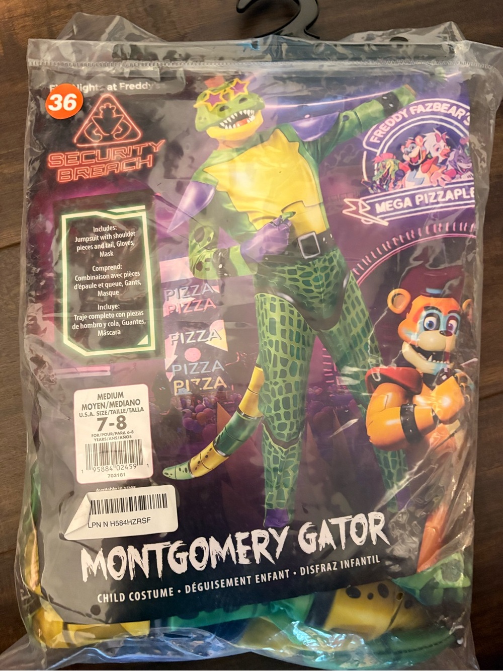 Freddy Fazbear's Montgomery Gator Kids Costume - Green size 7-8 New